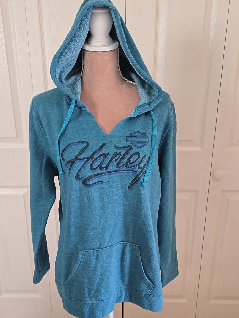 Women’s XL Harley Davidson Sweatshirt Teal Hooded Sweater